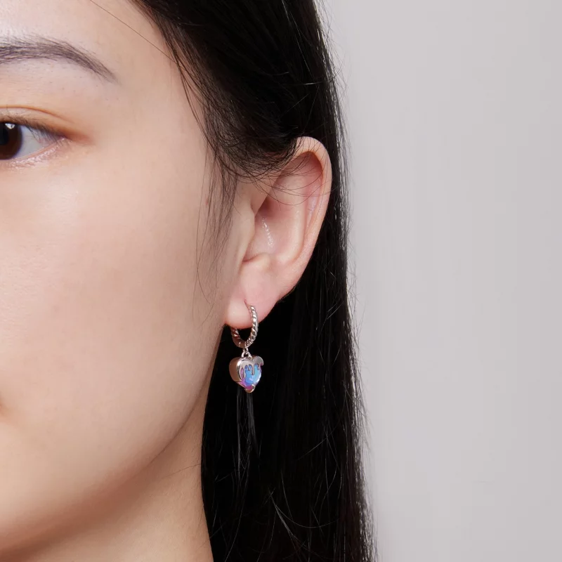 (image pour) Boucles d'oreilles à créoles en forme de cœur fondu de style Pandora - BSE833 - Afficher 6