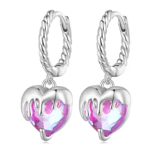 (image pour) Boucles d'oreilles à créoles en forme de cœur fondu de style Pandora - BSE833