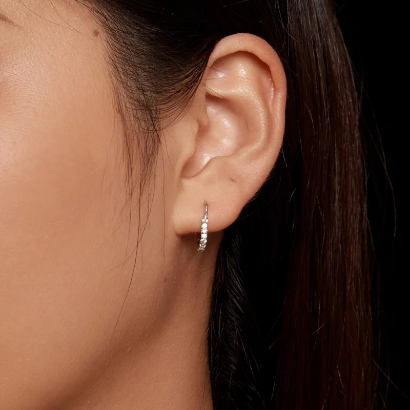 (image pour) Boucles d'oreilles créoles en forme de cœur style Pandora avec moissanite (un ce - Afficher 5
