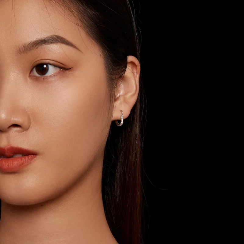 (image pour) Boucles d'oreilles créoles en forme de cœur style Pandora avec moissanite (un ce - Afficher 6