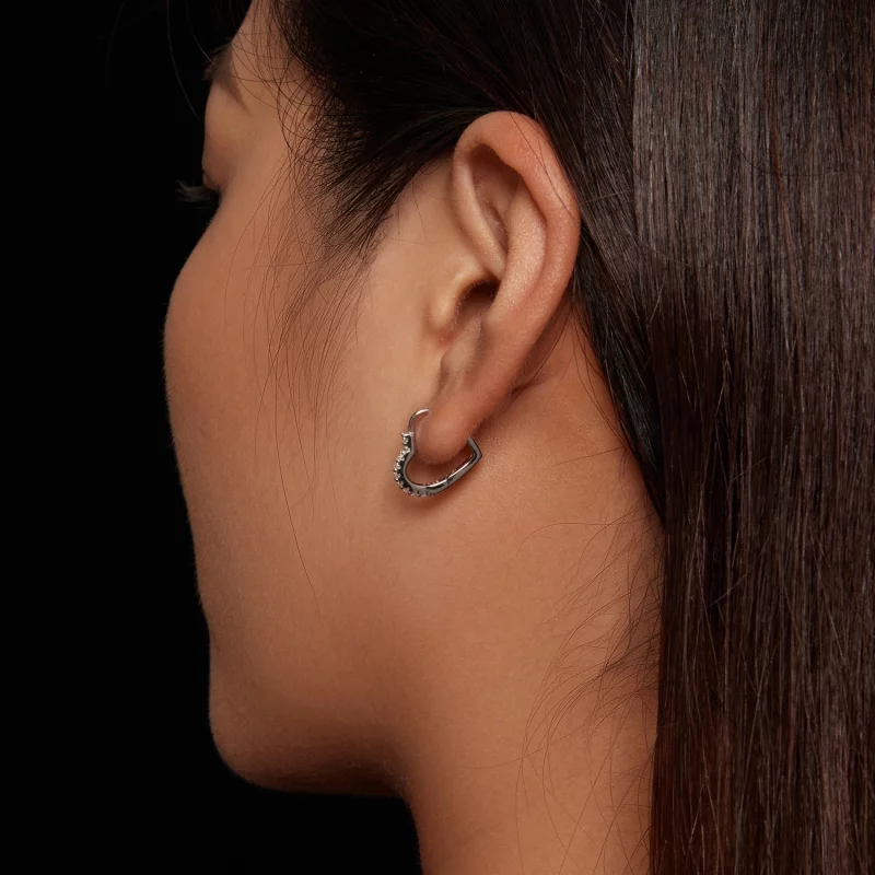 (image pour) Boucles d'oreilles créoles en forme de cœur style Pandora avec moissanite (un ce - Afficher 7