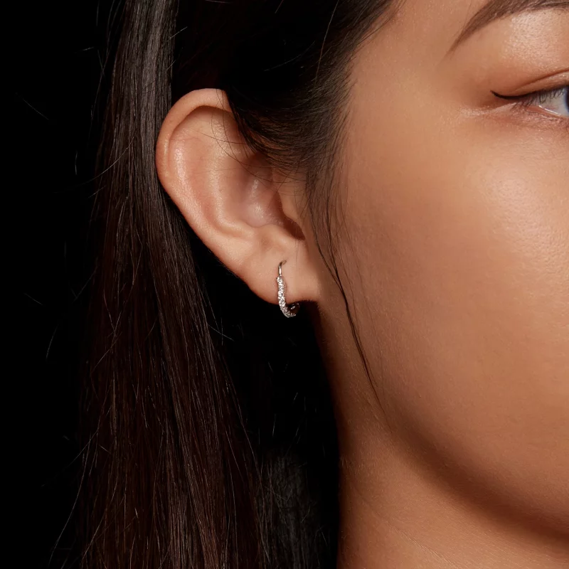 (image pour) Boucles d'oreilles créoles en forme de cœur style Pandora avec moissanite (un ce - Afficher 8