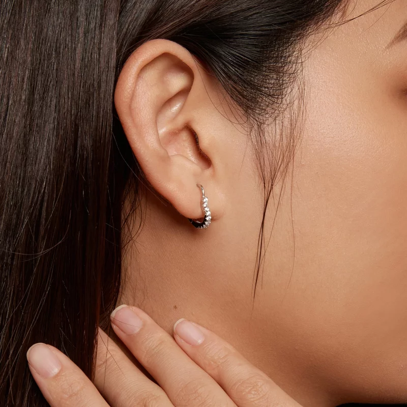 (image pour) Boucles d'oreilles créoles en forme de cœur style Pandora avec moissanite (un ce - Afficher 9