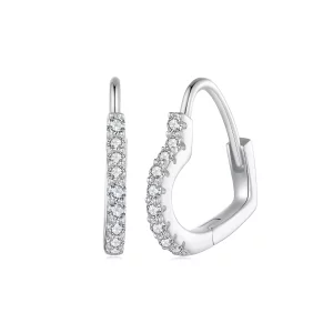 (image pour) Boucles d'oreilles créoles en forme de cœur style Pandora avec moissanite (un certificat) - MSE035