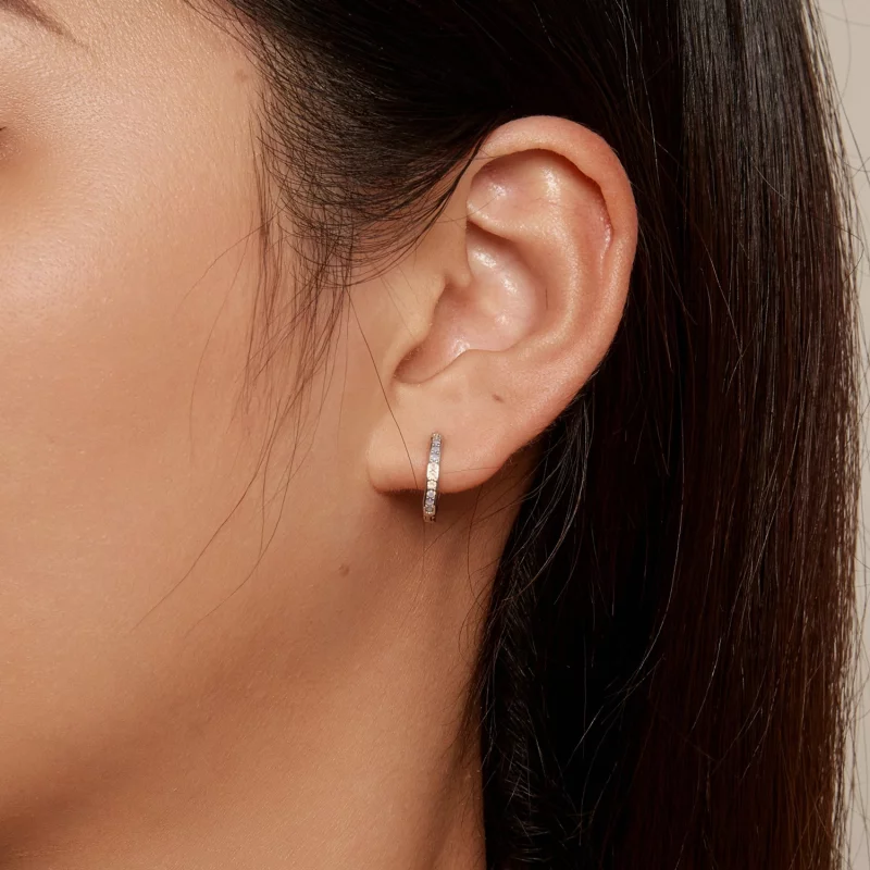 (image pour) Boucles d'oreilles créoles en opale rose de style Pandora - BSE875 - Afficher 5