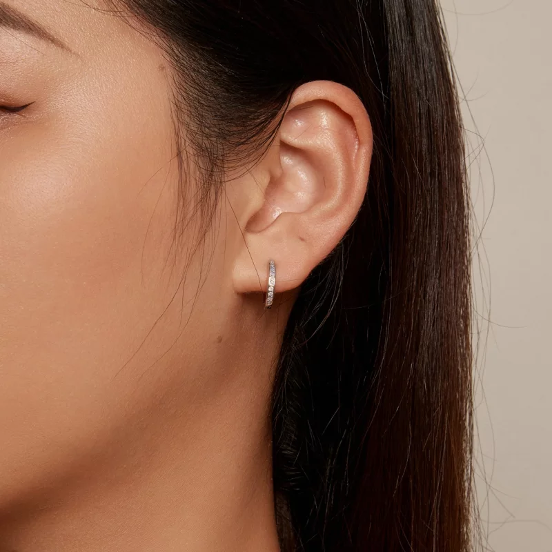 (image pour) Boucles d'oreilles créoles en opale rose de style Pandora - BSE875 - Afficher 6