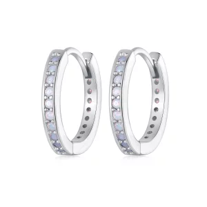 (image pour) Boucles d'oreilles créoles en opale rose de style Pandora - BSE875