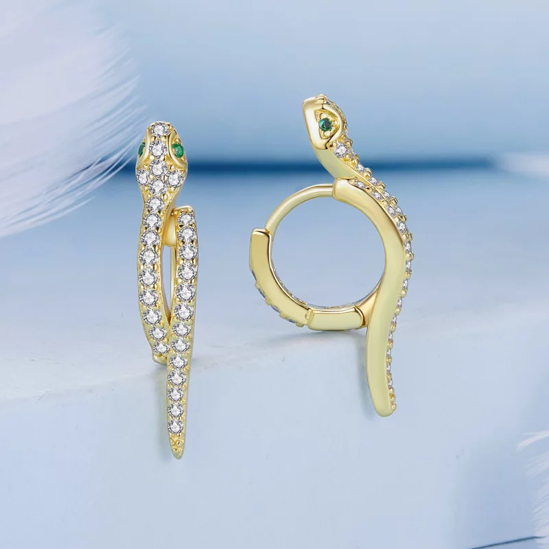 (image pour) Boucles d'oreilles à créoles esprit serpent de style Pandora - BSE669-B - Afficher 2