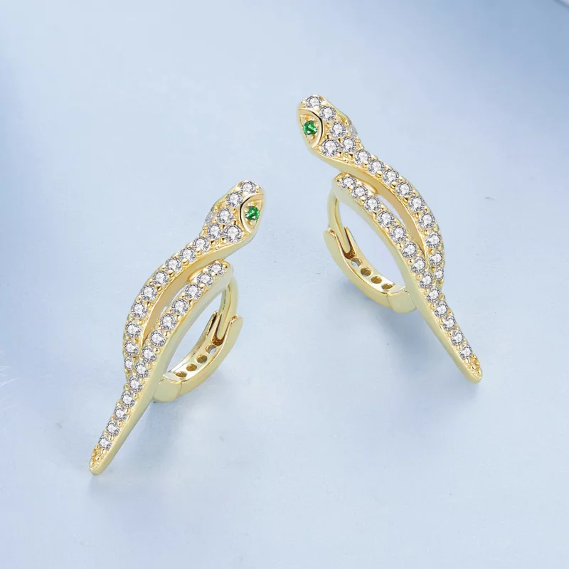 (image pour) Boucles d'oreilles à créoles esprit serpent de style Pandora - BSE669-B - Afficher 3