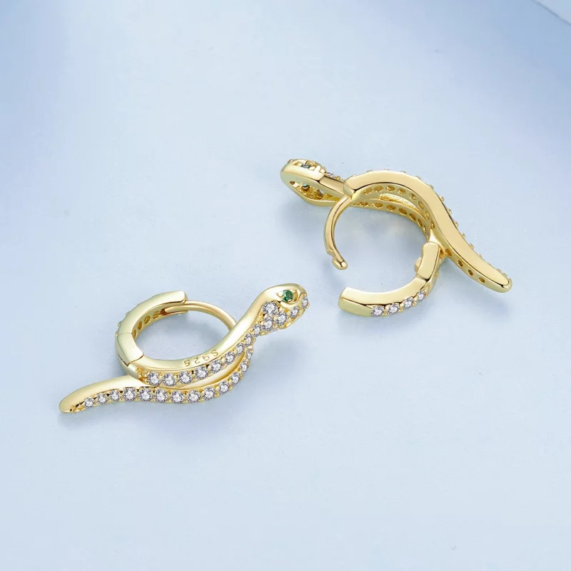(image pour) Boucles d'oreilles à créoles esprit serpent de style Pandora - BSE669-B - Afficher 4