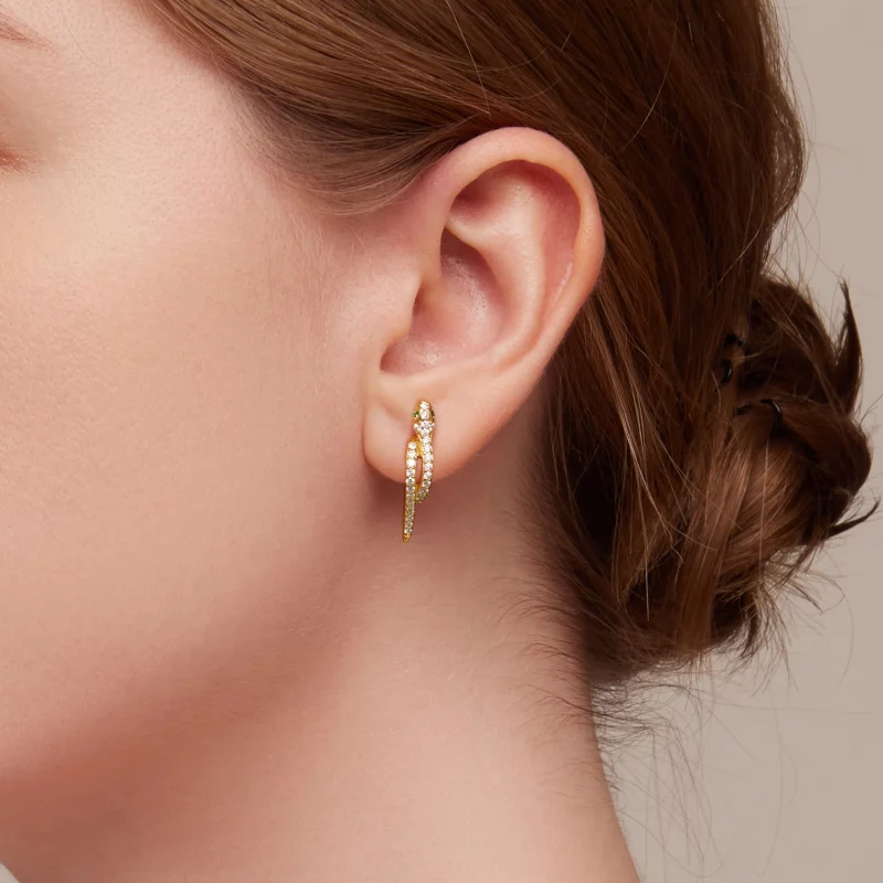 (image pour) Boucles d'oreilles à créoles esprit serpent de style Pandora - BSE669-B - Afficher 6