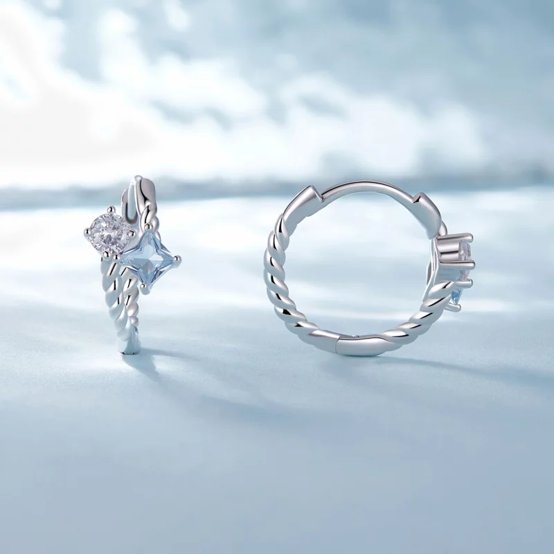 (image pour) Boucles d'oreilles créoles exquises de style Pandora avec incrustation de pierre - Afficher 2