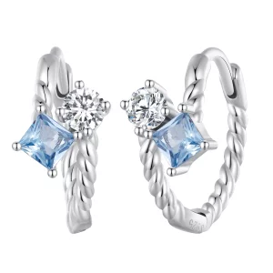 (image pour) Boucles d'oreilles créoles exquises de style Pandora avec incrustation de pierres - SCE1587