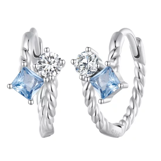 (image pour) Boucles d'oreilles créoles exquises de style Pandora avec incrustation de pierres - SCE1587