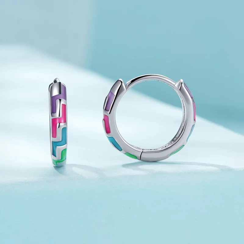 (image pour) Boucles d'oreilles créoles lumineuses de style Pandora - SCE1645 - Afficher 2