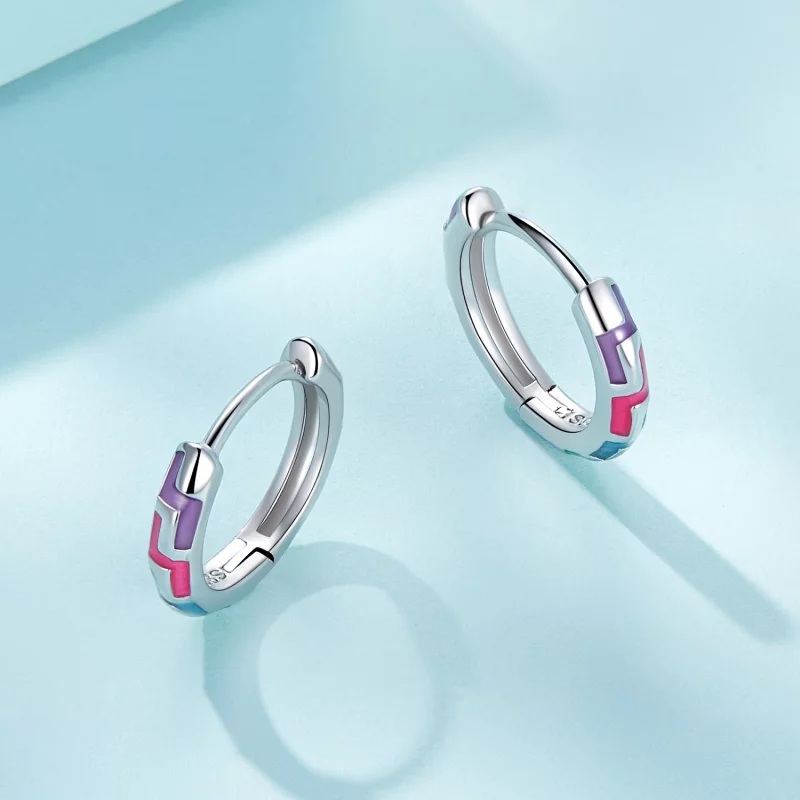 (image pour) Boucles d'oreilles créoles lumineuses de style Pandora - SCE1645 - Afficher 3