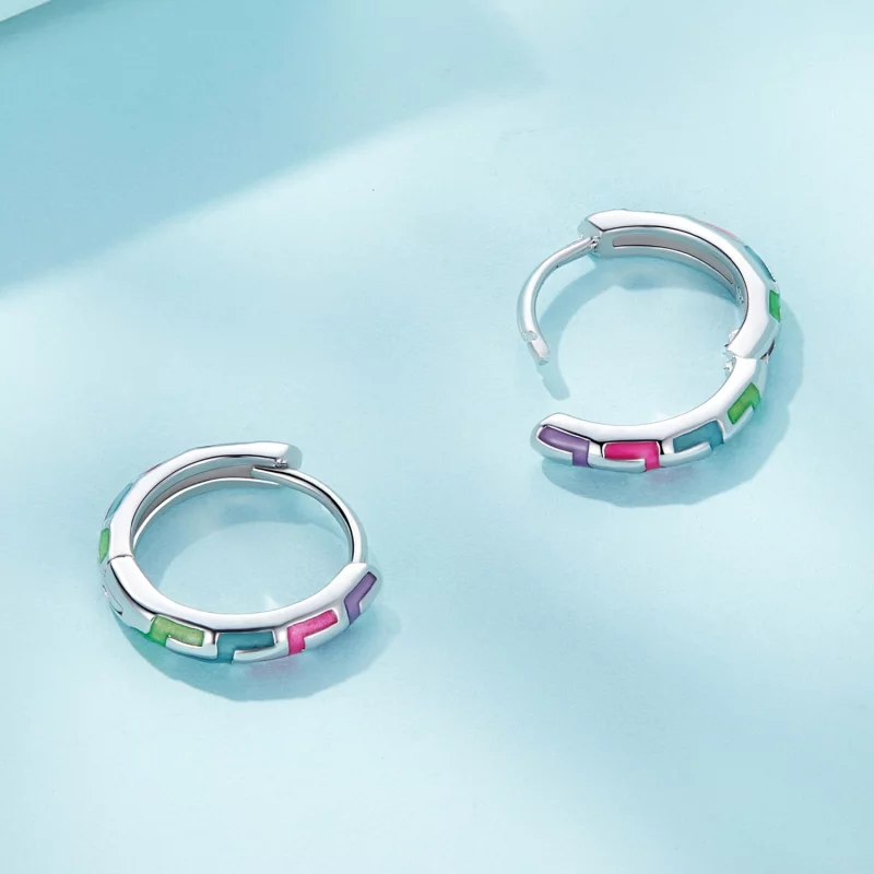 (image pour) Boucles d'oreilles créoles lumineuses de style Pandora - SCE1645 - Afficher 4