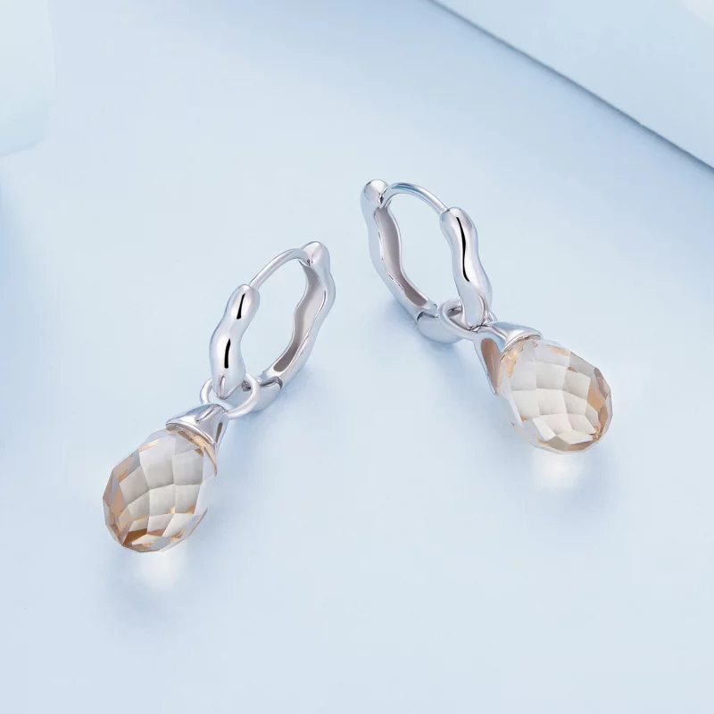 (image pour) Boucles d'oreilles créoles luxueuses à motif de goutte d'eau de style Pandora - - Afficher 3