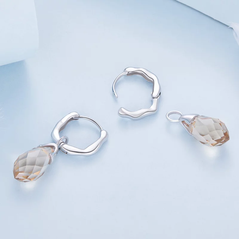 (image pour) Boucles d'oreilles créoles luxueuses à motif de goutte d'eau de style Pandora - - Afficher 4