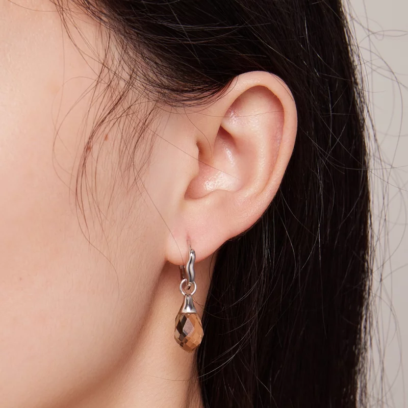 (image pour) Boucles d'oreilles créoles luxueuses à motif de goutte d'eau de style Pandora - - Afficher 5