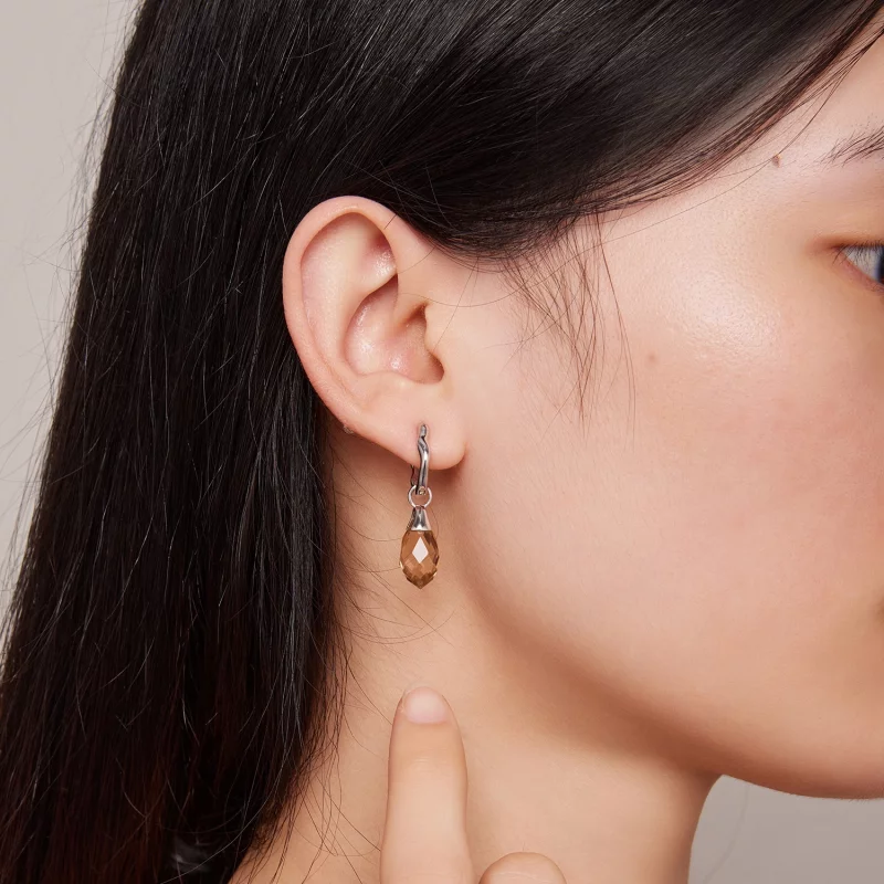 (image pour) Boucles d'oreilles créoles luxueuses à motif de goutte d'eau de style Pandora - - Afficher 6