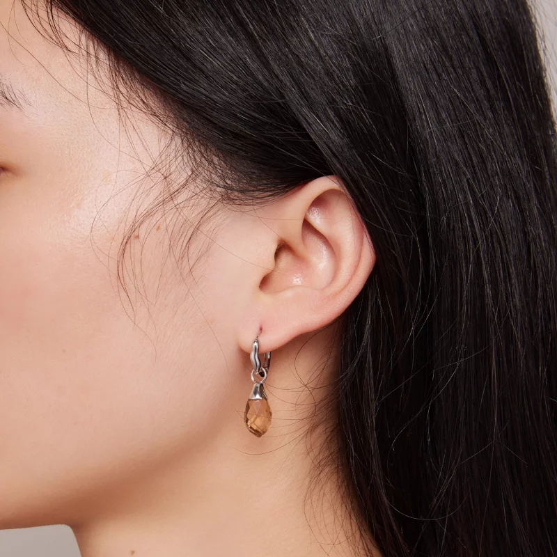 (image pour) Boucles d'oreilles créoles luxueuses à motif de goutte d'eau de style Pandora - - Afficher 7