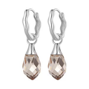 (image pour) Boucles d'oreilles créoles luxueuses à motif de goutte d'eau de style Pandora - BSE814