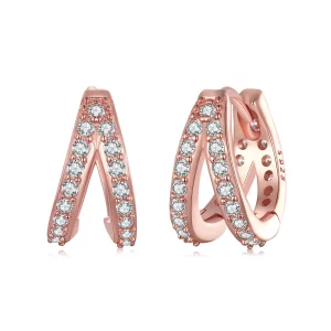 (image pour) Boucles d'oreilles créoles modernes style Pandora en or rose - SCE1187-C