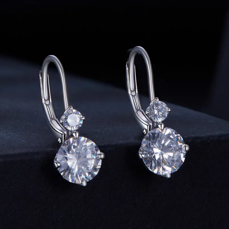(image pour) Boucles d'oreilles créoles Moissanite style Pandora (Deux certificats) - MSE031 - Afficher 2