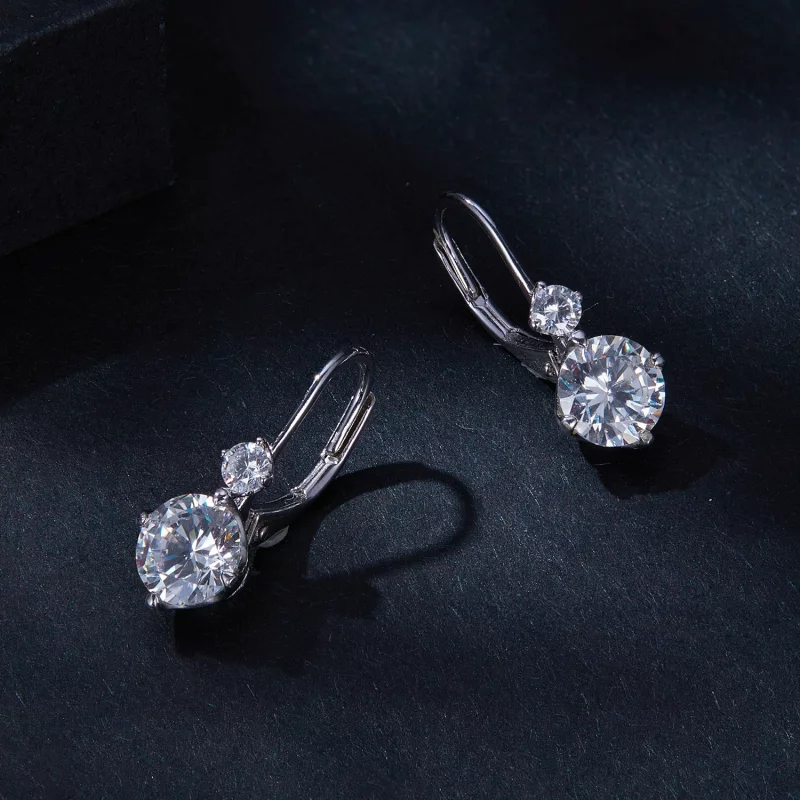 (image pour) Boucles d'oreilles créoles Moissanite style Pandora (Deux certificats) - MSE031 - Afficher 3