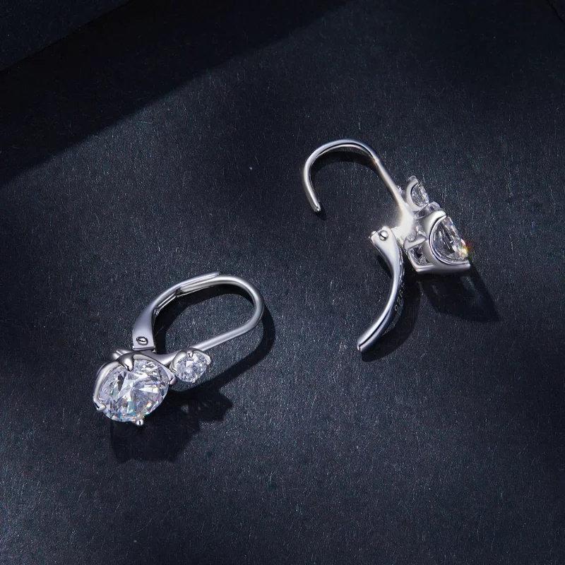 (image pour) Boucles d'oreilles créoles Moissanite style Pandora (Deux certificats) - MSE031 - Afficher 4