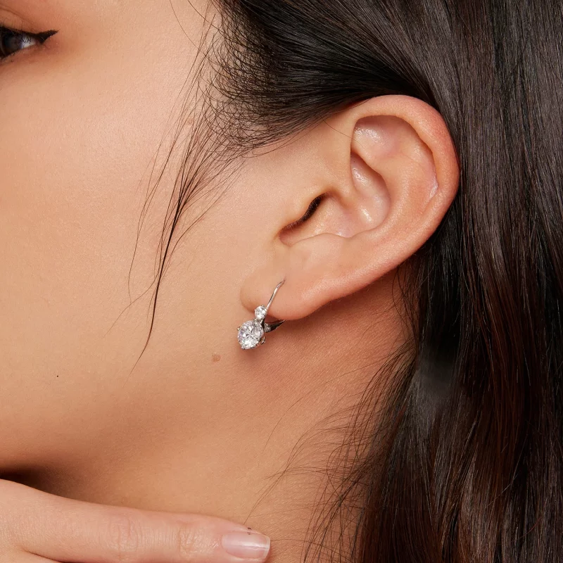 (image pour) Boucles d'oreilles créoles Moissanite style Pandora (Deux certificats) - MSE031 - Afficher 5