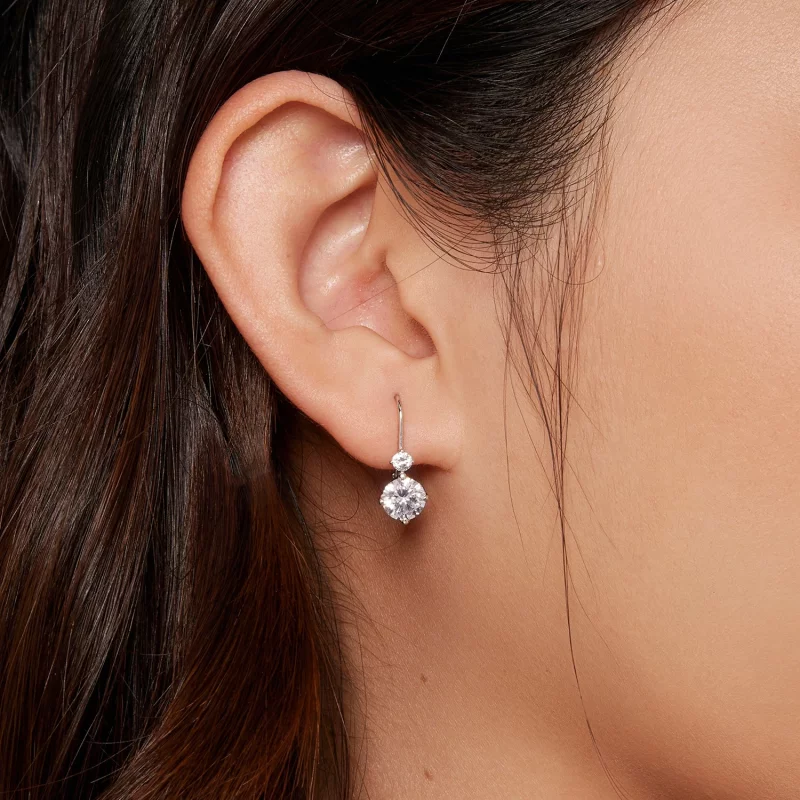 (image pour) Boucles d'oreilles créoles Moissanite style Pandora (Deux certificats) - MSE031 - Afficher 6