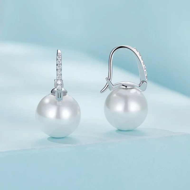 (image pour) Boucles d'oreilles créoles perles coquillage style Pandora - SCE1583 - Afficher 2