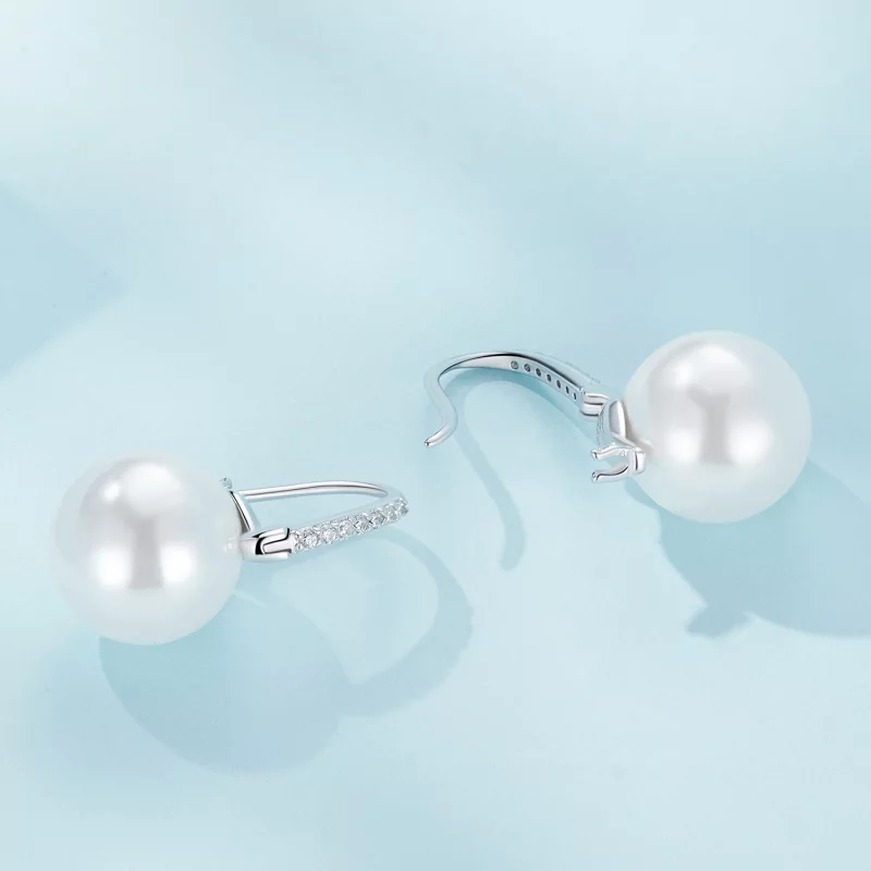 (image pour) Boucles d'oreilles créoles perles coquillage style Pandora - SCE1583 - Afficher 3