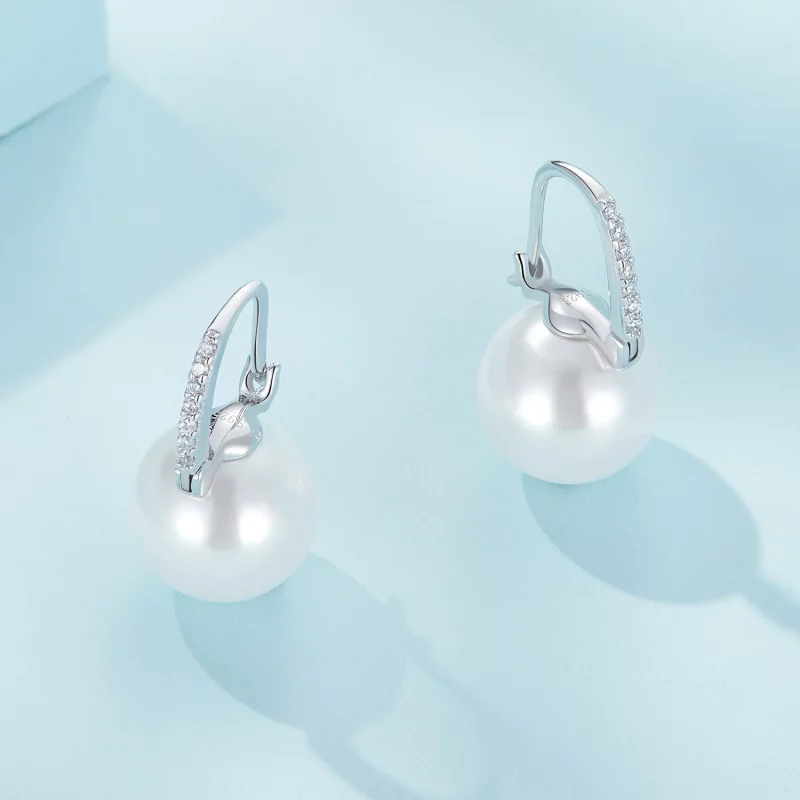 (image pour) Boucles d'oreilles créoles perles coquillage style Pandora - SCE1583 - Afficher 4