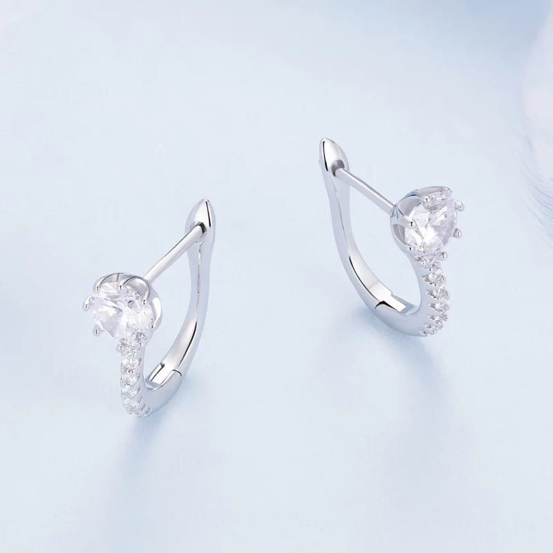 (image pour) Boucles d'oreilles créoles simples en zircon style Pandora - BSE856 - Afficher 3