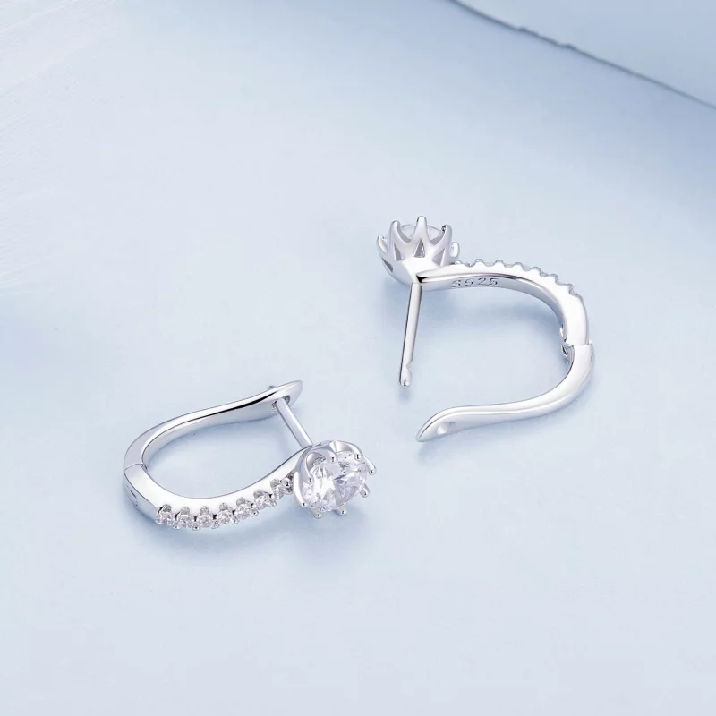 (image pour) Boucles d'oreilles créoles simples en zircon style Pandora - BSE856 - Afficher 4