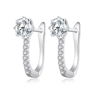 (image pour) Boucles d'oreilles créoles simples en zircon style Pandora - BSE856