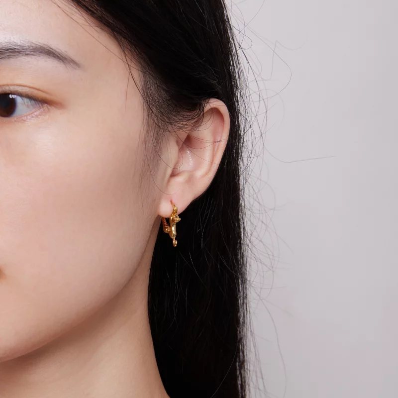 (image pour) Boucles d'oreilles créoles style Pandora avec chat - SCE1488-LC - Afficher 5