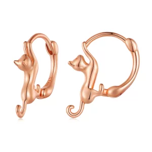 (image pour) Boucles d'oreilles créoles style Pandora avec chat - SCE1488-LC