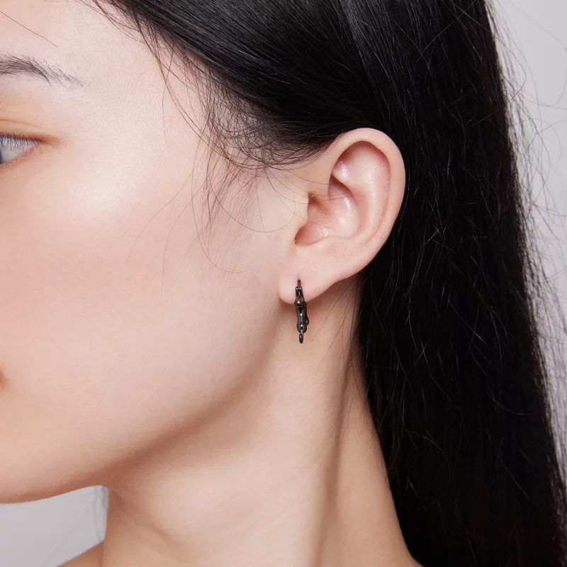 (image pour) Boucles d'oreilles créoles style Pandora avec chat - SCE1488-LD - Afficher 6