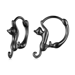 (image pour) Boucles d'oreilles créoles style Pandora avec chat - SCE1488-LD