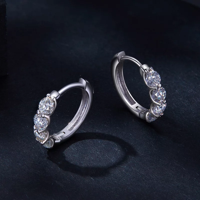 (image pour) Boucles d'oreilles créoles style Pandora avec moissanite - MSE030 - Afficher 3