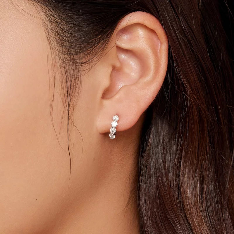 (image pour) Boucles d'oreilles créoles style Pandora avec moissanite - MSE030 - Afficher 5