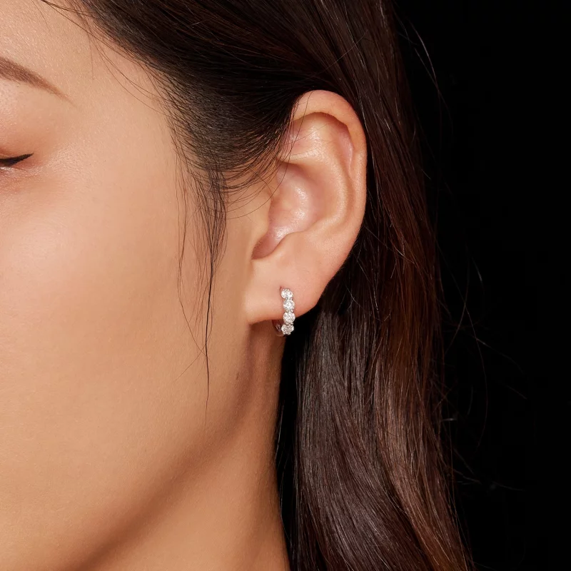 (image pour) Boucles d'oreilles créoles style Pandora avec moissanite - MSE030 - Afficher 6