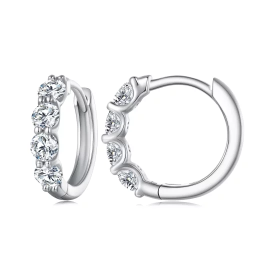 (image pour) Boucles d'oreilles créoles style Pandora avec moissanite - MSE030