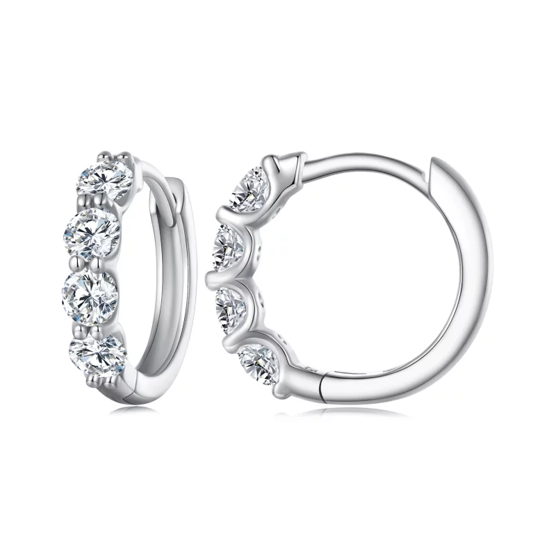 (image pour) Boucles d'oreilles créoles style Pandora avec moissanite - MSE030