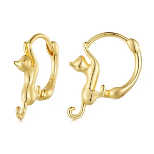 (image pour) Boucles d'oreilles créoles style Pandora avec motif de chat - SCE1488-LB