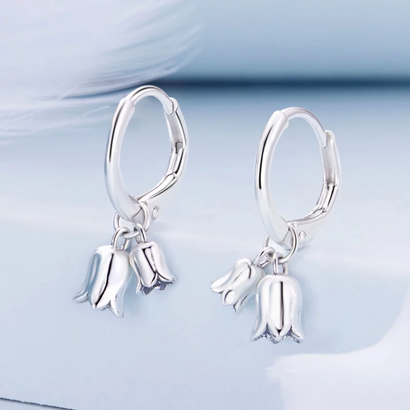 (image pour) Boucles d'oreilles créoles style Pandora avec muguet - BSE909 - Afficher 2